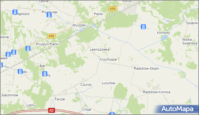 mapa Krzymosze, Krzymosze na mapie Targeo