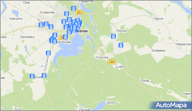 mapa Krzynka gmina Barlinek, Krzynka gmina Barlinek na mapie Targeo