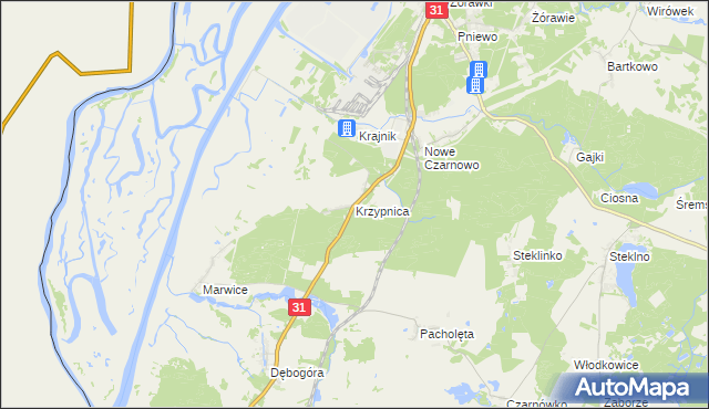 mapa Krzypnica, Krzypnica na mapie Targeo