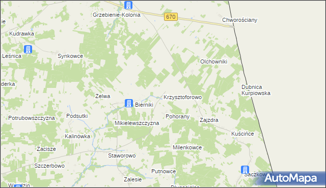 mapa Krzysztoforowo, Krzysztoforowo na mapie Targeo