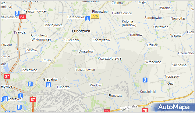 mapa Krzysztoforzyce, Krzysztoforzyce na mapie Targeo