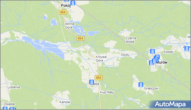 mapa Krzywa Góra gmina Pokój, Krzywa Góra gmina Pokój na mapie Targeo