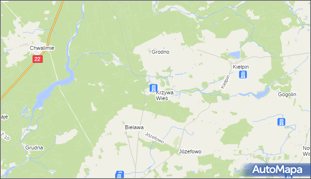 mapa Krzywa Wieś, Krzywa Wieś na mapie Targeo