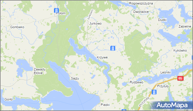 mapa Krzywe gmina Świętajno, Krzywe gmina Świętajno na mapie Targeo