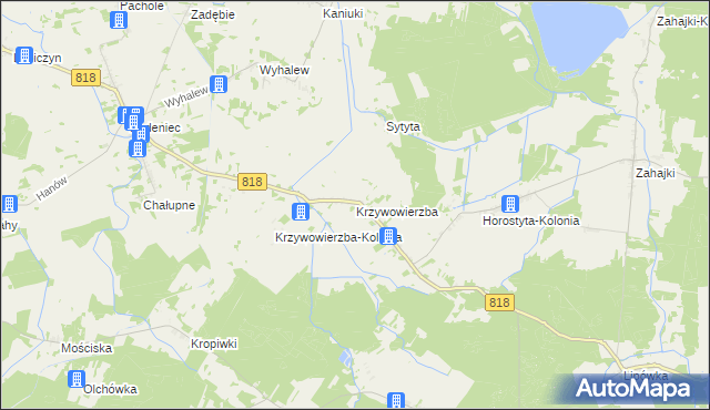 mapa Krzywowierzba, Krzywowierzba na mapie Targeo