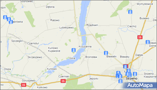 mapa Krzyżanna, Krzyżanna na mapie Targeo