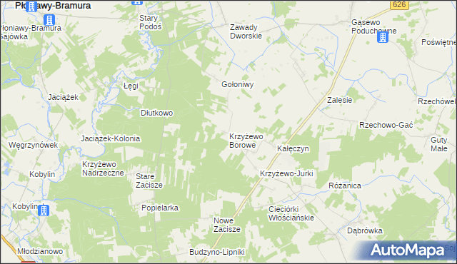 mapa Krzyżewo Borowe, Krzyżewo Borowe na mapie Targeo