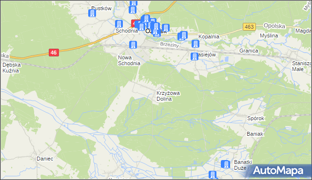 mapa Krzyżowa Dolina, Krzyżowa Dolina na mapie Targeo