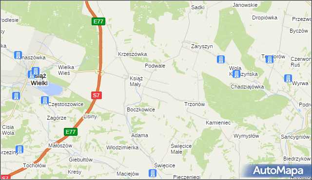 mapa Książ Mały-Kolonia, Książ Mały-Kolonia na mapie Targeo