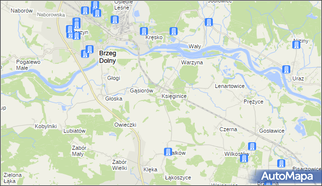 mapa Księginice gmina Miękinia, Księginice gmina Miękinia na mapie Targeo