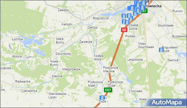 mapa Księża Wola, Księża Wola na mapie Targeo