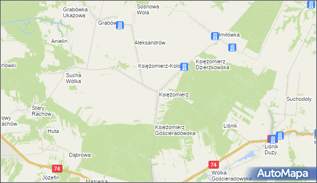 mapa Księżomierz, Księżomierz na mapie Targeo