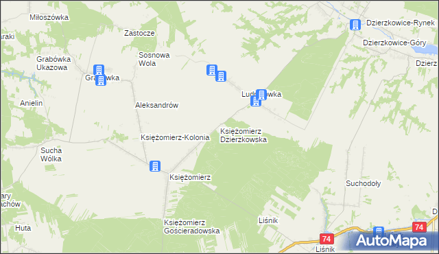 mapa Księżomierz Dzierzkowska, Księżomierz Dzierzkowska na mapie Targeo