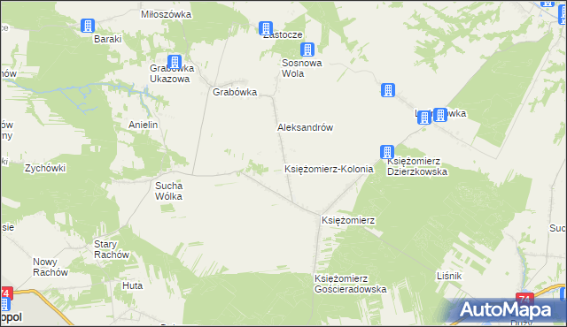 mapa Księżomierz-Kolonia, Księżomierz-Kolonia na mapie Targeo