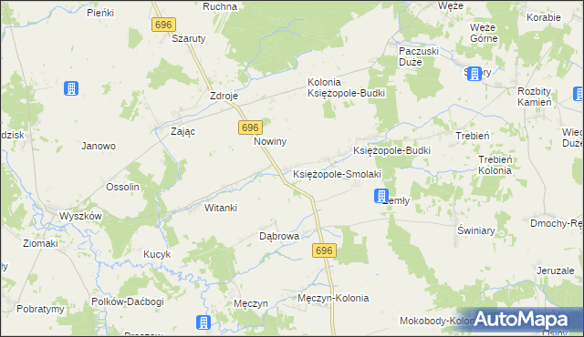 mapa Księżopole-Smolaki, Księżopole-Smolaki na mapie Targeo