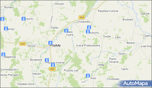 mapa Kubra-Przebudówka, Kubra-Przebudówka na mapie Targeo