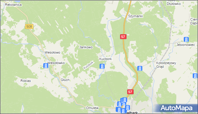 mapa Kucbork, Kucbork na mapie Targeo