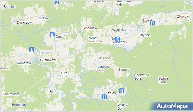 mapa Kucębów, Kucębów na mapie Targeo