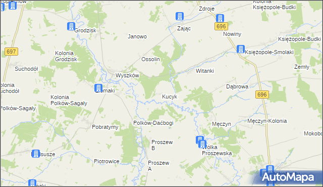 mapa Kucyk, Kucyk na mapie Targeo