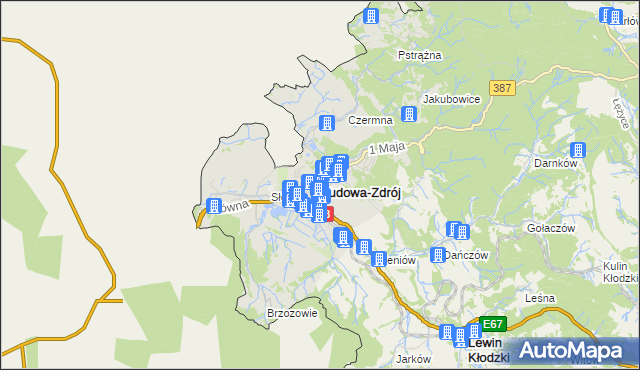 mapa Kudowa-Zdrój, Kudowa-Zdrój na mapie Targeo