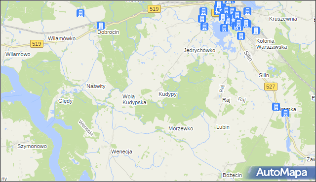 mapa Kudypy gmina Morąg, Kudypy gmina Morąg na mapie Targeo