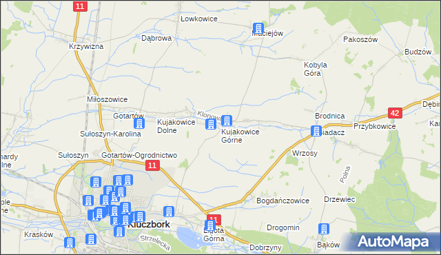 mapa Kujakowice Górne, Kujakowice Górne na mapie Targeo