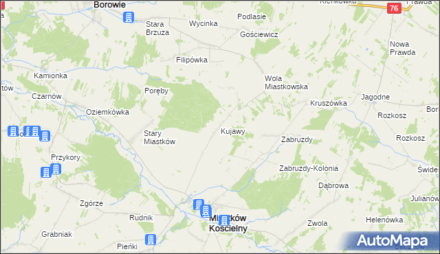 mapa Kujawy gmina Miastków Kościelny, Kujawy gmina Miastków Kościelny na mapie Targeo