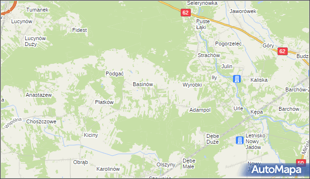 mapa Kukawki gmina Jadów, Kukawki gmina Jadów na mapie Targeo