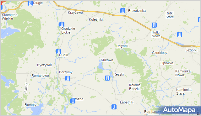 mapa Kukowo gmina Bargłów Kościelny, Kukowo gmina Bargłów Kościelny na mapie Targeo