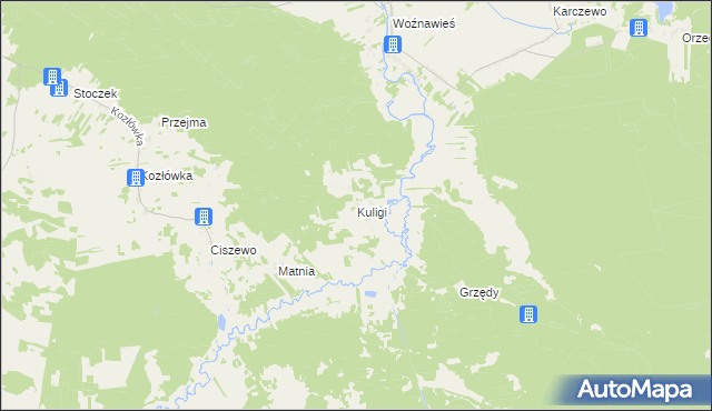 mapa Kuligi gmina Rajgród, Kuligi gmina Rajgród na mapie Targeo