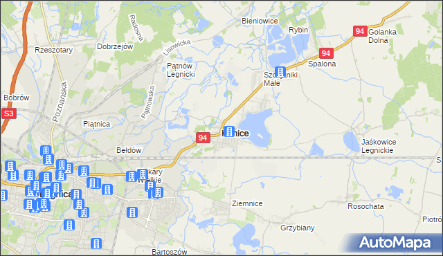 mapa Kunice powiat legnicki, Kunice powiat legnicki na mapie Targeo