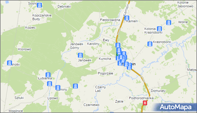 mapa Kunicha, Kunicha na mapie Targeo