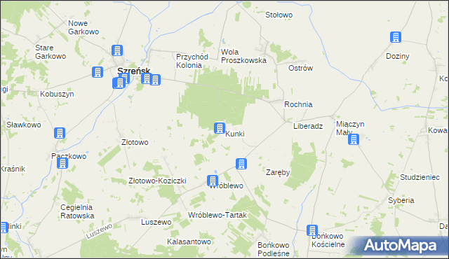 mapa Kunki gmina Szreńsk, Kunki gmina Szreńsk na mapie Targeo