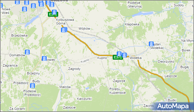 mapa Kupno gmina Kolbuszowa, Kupno gmina Kolbuszowa na mapie Targeo