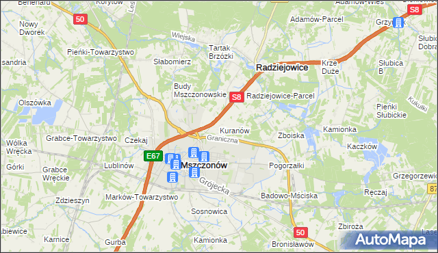 mapa Kuranów, Kuranów na mapie Targeo