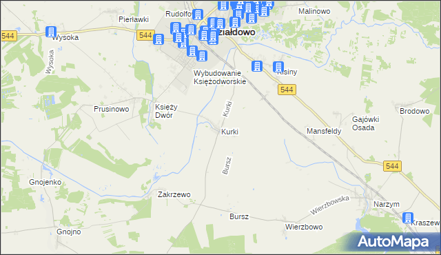 mapa Kurki gmina Działdowo, Kurki gmina Działdowo na mapie Targeo