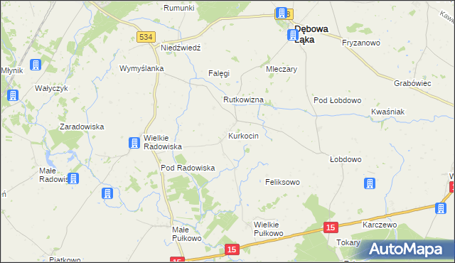 mapa Kurkocin, Kurkocin na mapie Targeo