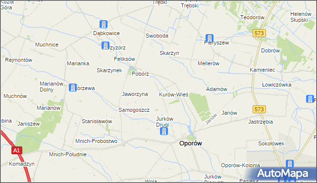 mapa Kurów-Wieś, Kurów-Wieś na mapie Targeo