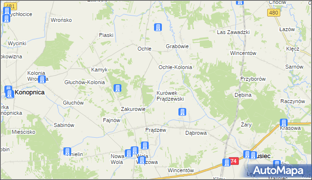 mapa Kurówek Prądzewski, Kurówek Prądzewski na mapie Targeo