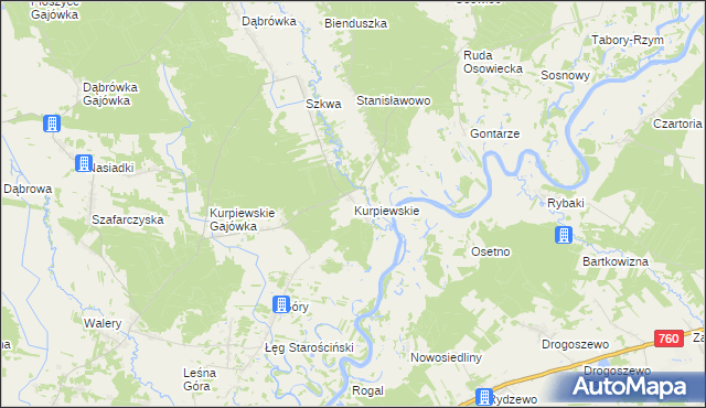 mapa Kurpiewskie, Kurpiewskie na mapie Targeo