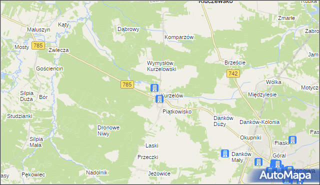 mapa Kurzelów, Kurzelów na mapie Targeo