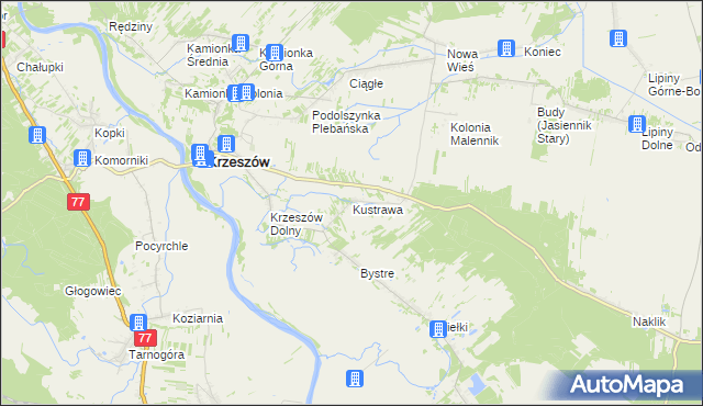mapa Kustrawa, Kustrawa na mapie Targeo