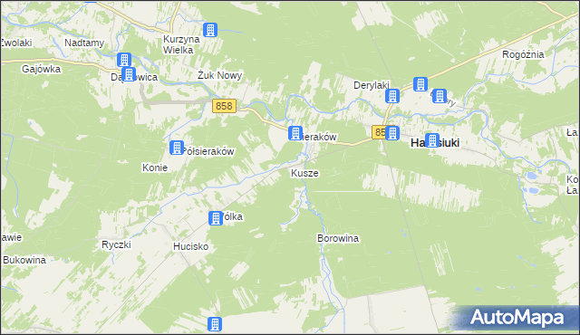 mapa Kusze, Kusze na mapie Targeo