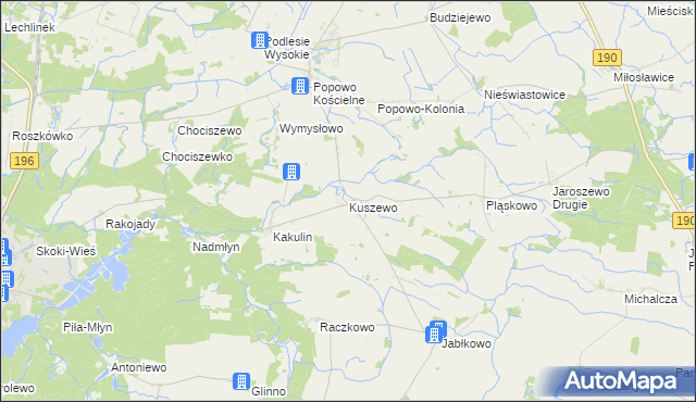 mapa Kuszewo gmina Skoki, Kuszewo gmina Skoki na mapie Targeo