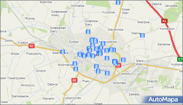 mapa Kutno, Kutno na mapie Targeo