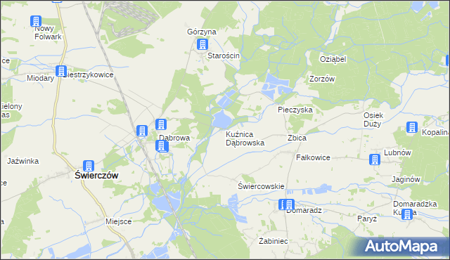 mapa Kuźnica Dąbrowska, Kuźnica Dąbrowska na mapie Targeo