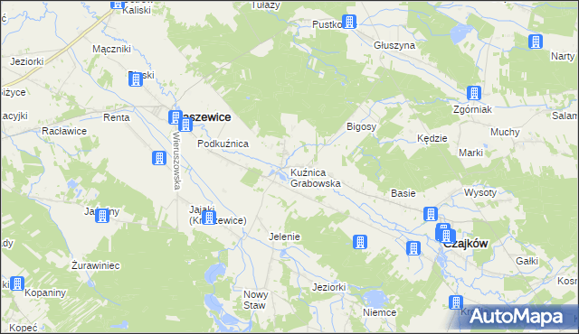 mapa Kuźnica Grabowska, Kuźnica Grabowska na mapie Targeo