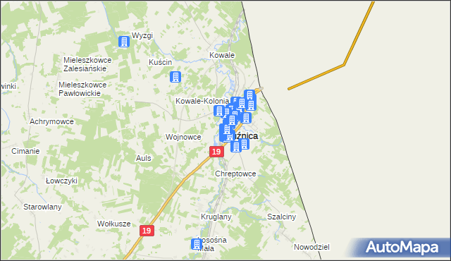 mapa Kuźnica powiat sokólski, Kuźnica powiat sokólski na mapie Targeo