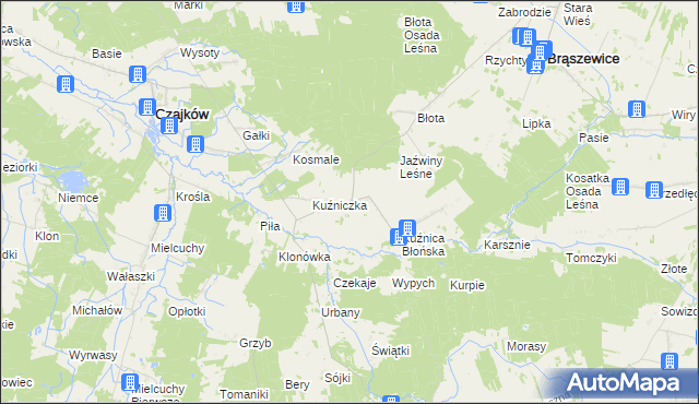 mapa Kuźnica Zagrzebska, Kuźnica Zagrzebska na mapie Targeo