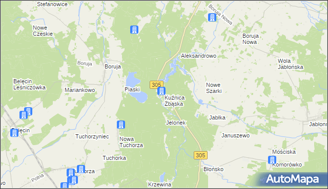 mapa Kuźnica Zbąska, Kuźnica Zbąska na mapie Targeo